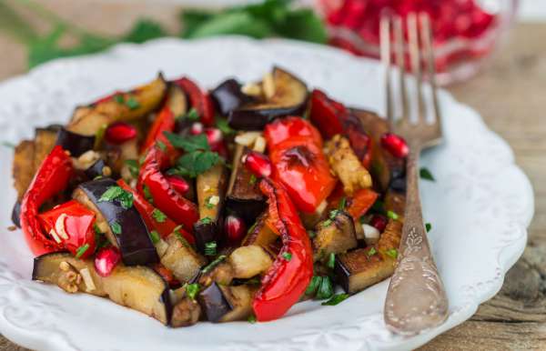 Antipasto d’Aubergine et de Poivron rouge rôtis